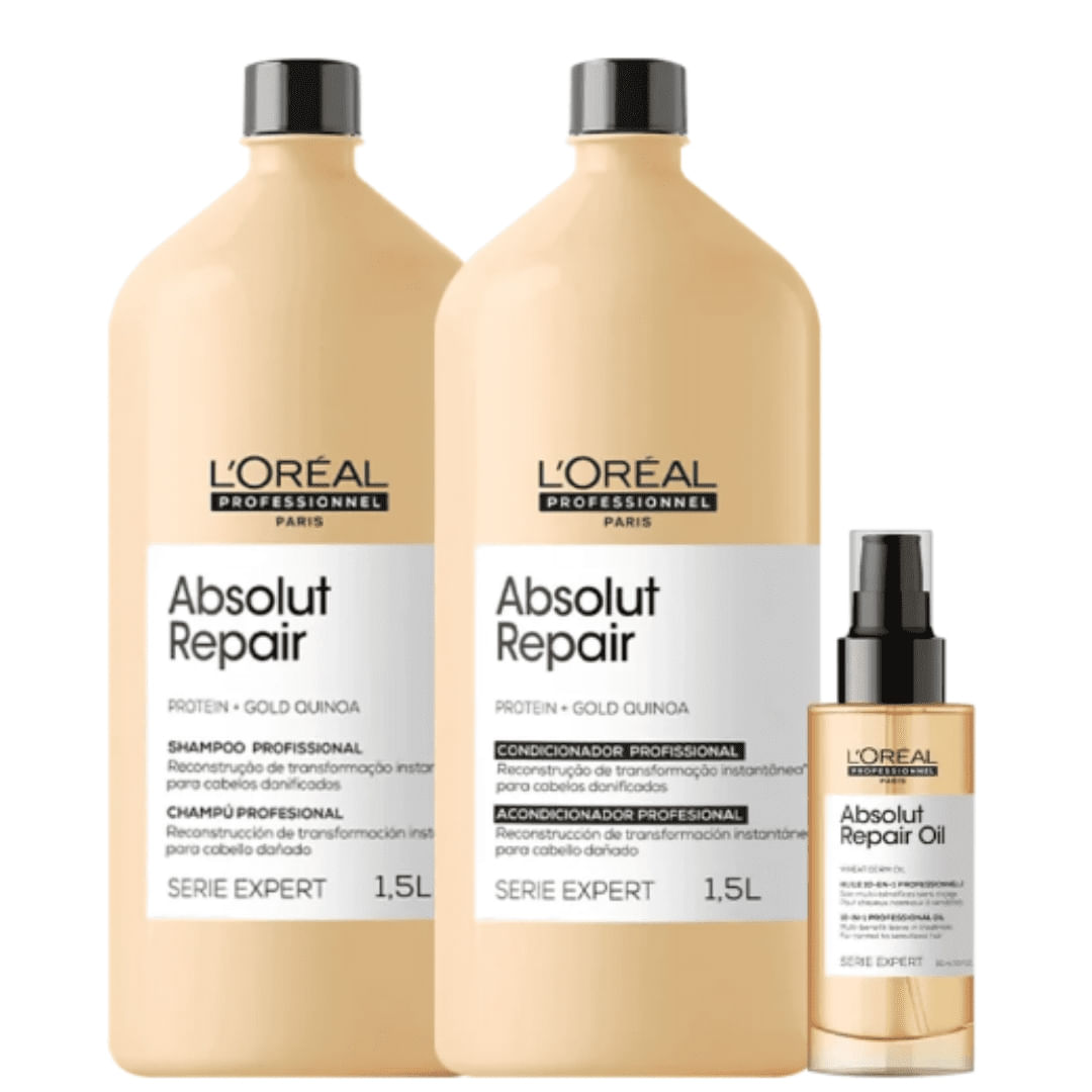 Kit L'Oréal  AbsRepairGold Quinoa Sh+Cond+Oleo (3 Produtos)