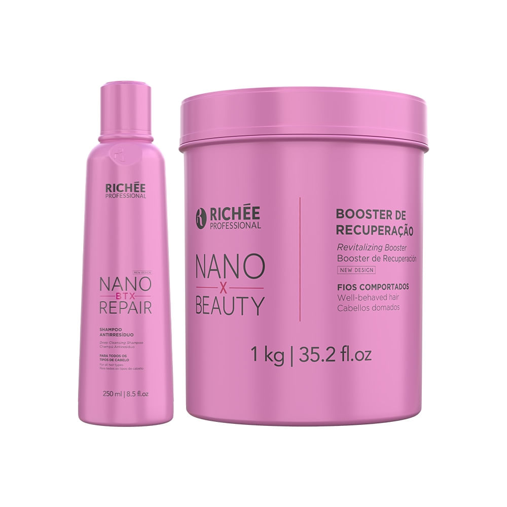 Kit Sh. Antirresíduos 250ml e Booster de Recuperação Nano X Beauty 1kg
