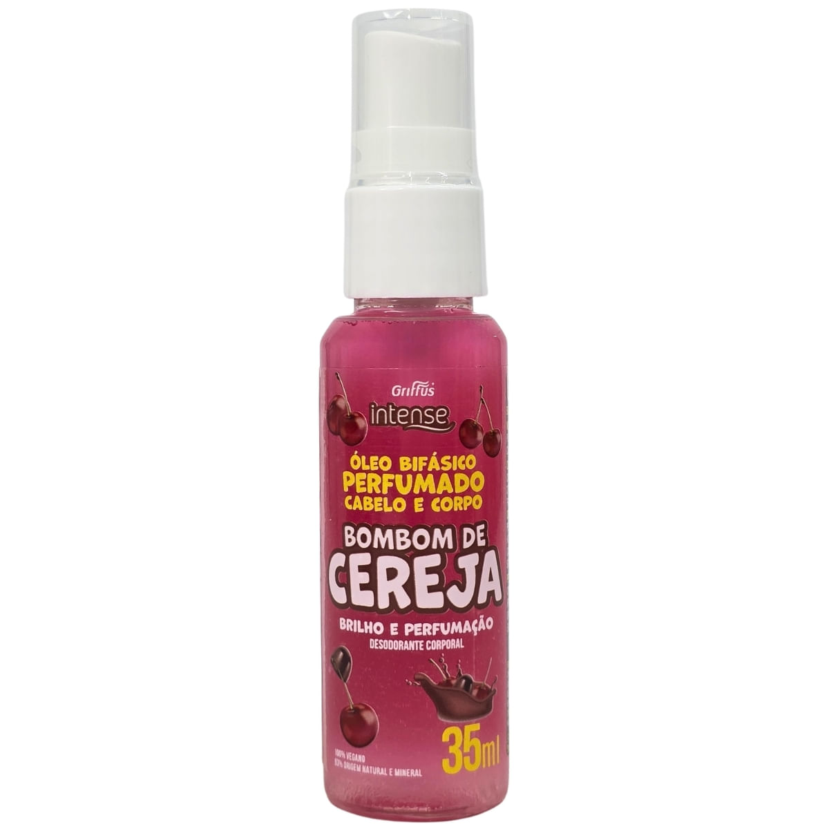 Óleo Bifásico Perfumado Cabelo e Corpo Bombom de Cereja Vegano Intense Griffus 35ml
