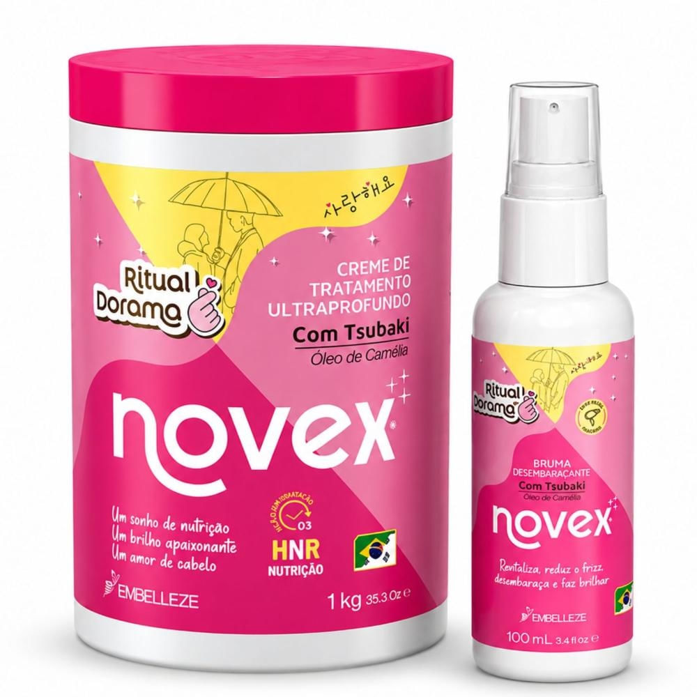 Kit Novex Ritual Dorama: Bruma Desembaraçante 100ml e Creme de Tratamento 1Kg