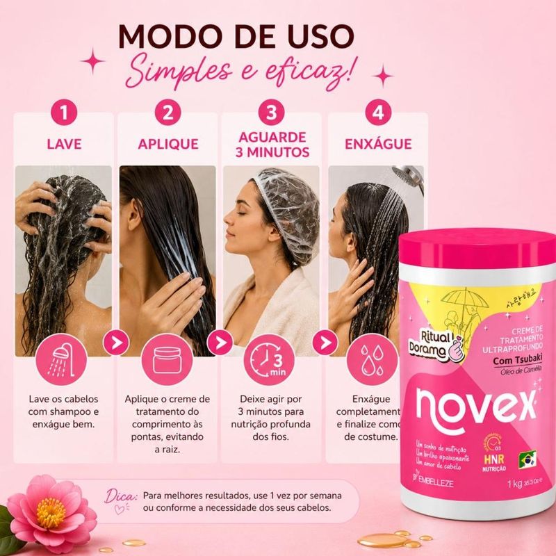 Creme De Tratamento Novex Ritual Dorama Com Tsubaki Óleo De