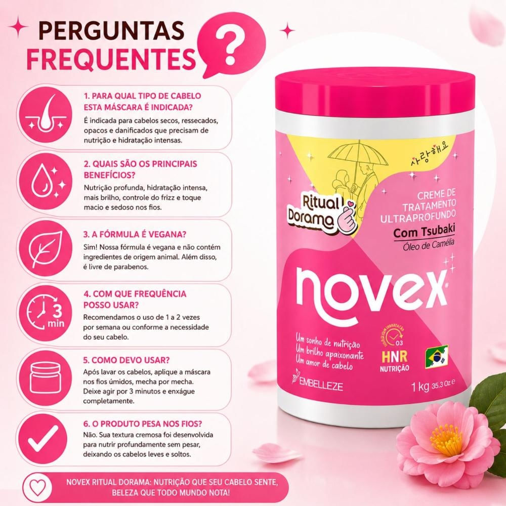 Creme De Tratamento Novex Ritual Dorama Com Tsubaki Óleo De