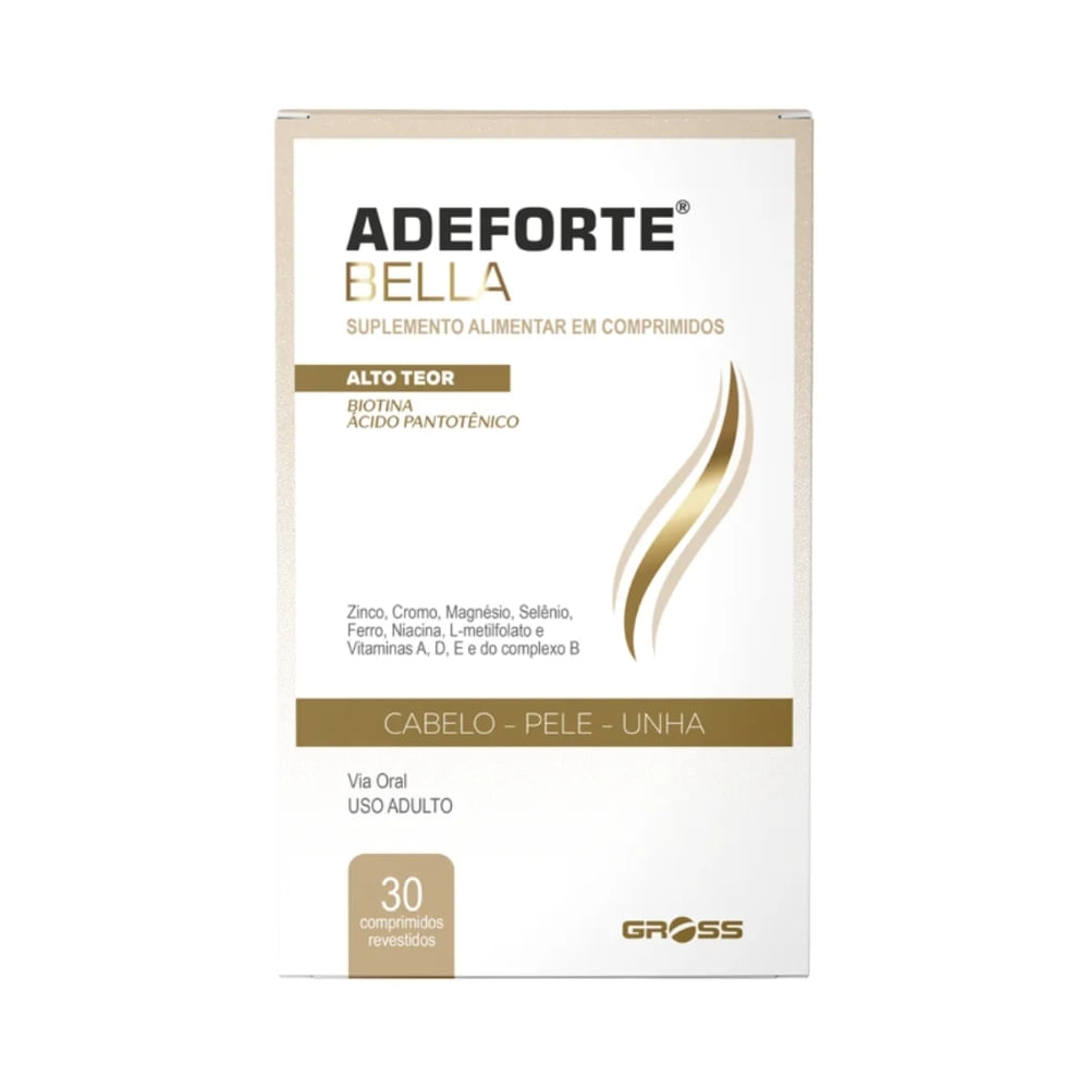 Adeforte Bella Cabelo Pele e Unha Suplemento Alimentar 30 cp