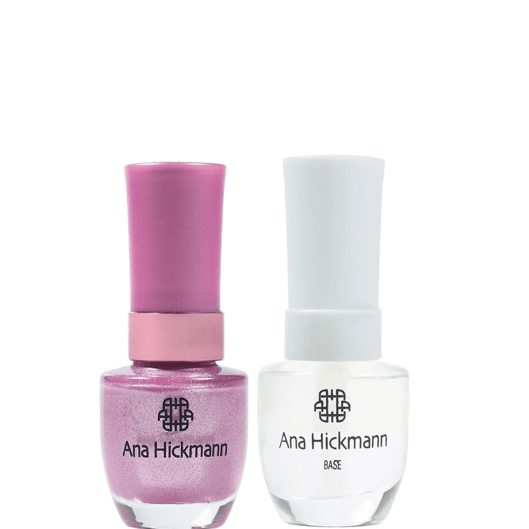 Ana Hickmann - kit de Esmalte Cor Rosa Rose + Base