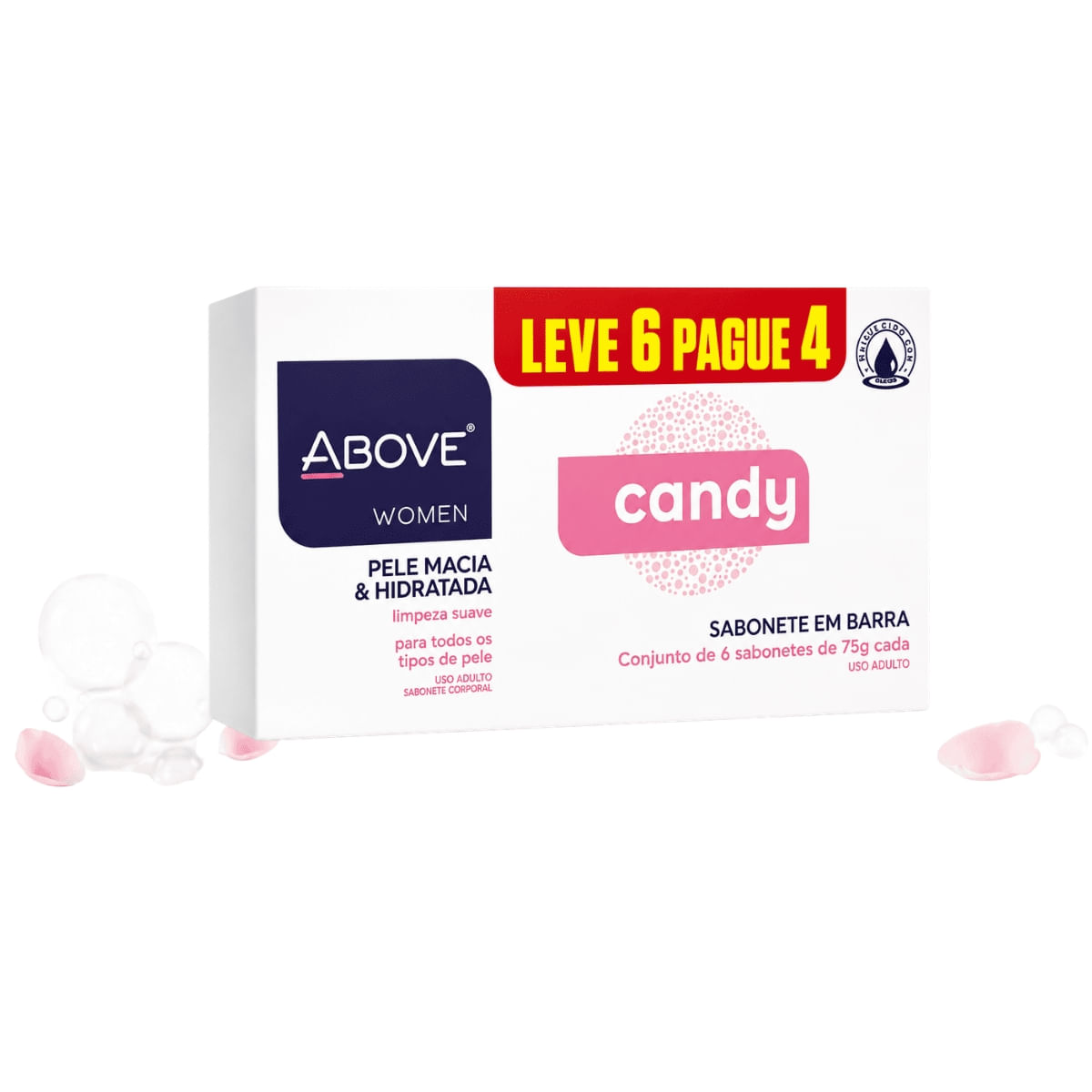 Sabonete Em Barra Above Candy  Com 6 X  75g Hidratante Karité
