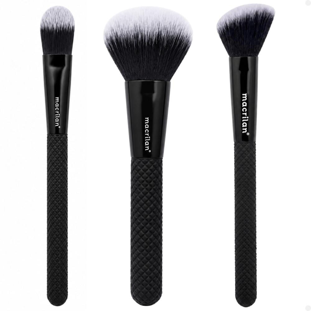 Kit de Pincéis Macrilan Noir Collection: N01, N02 e N03