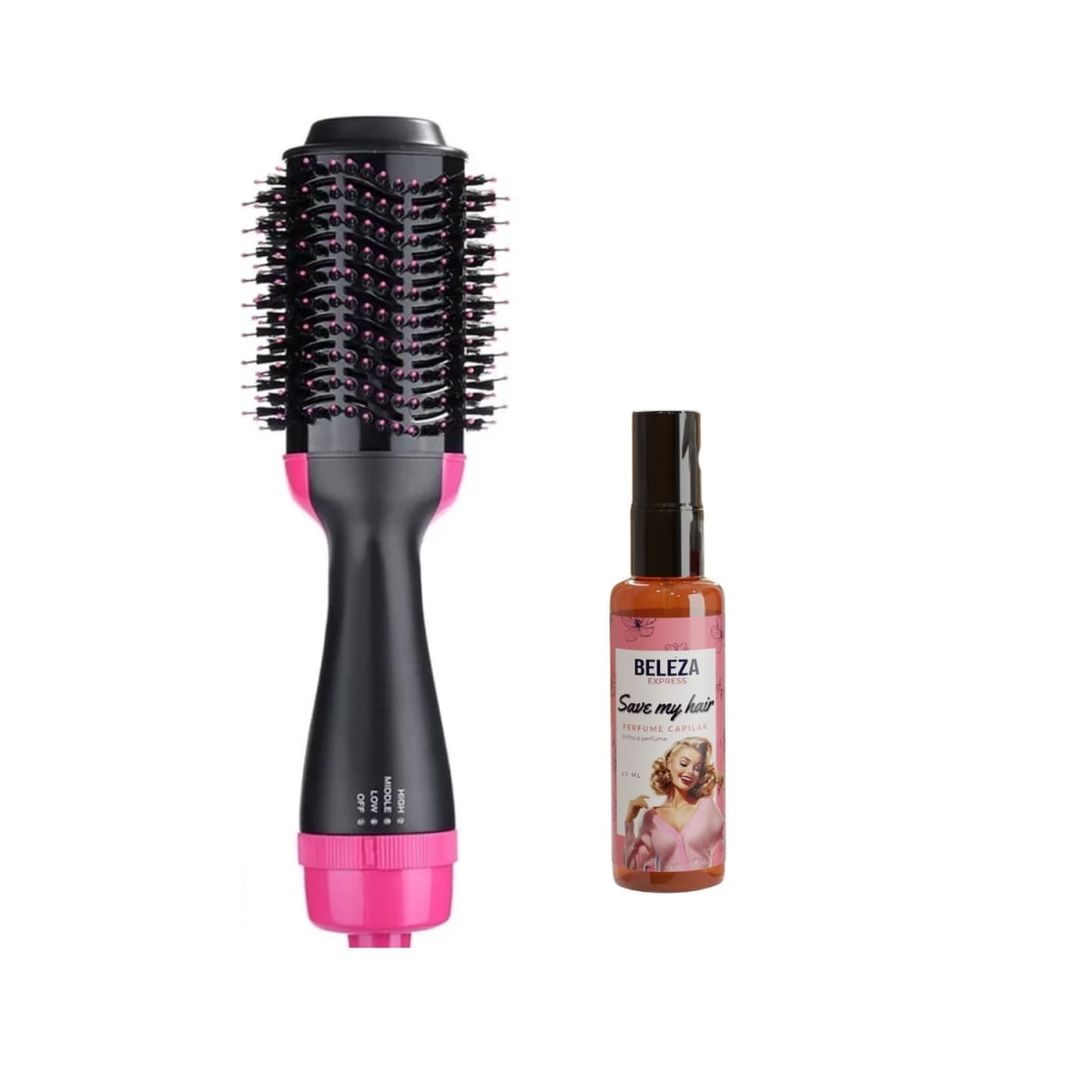 Kit escova secadora e perfume capilar Beleza Express