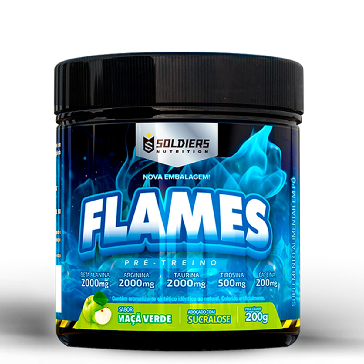 Pré-Treino Flames 200g Maça Verde - Soldiers Nutrition