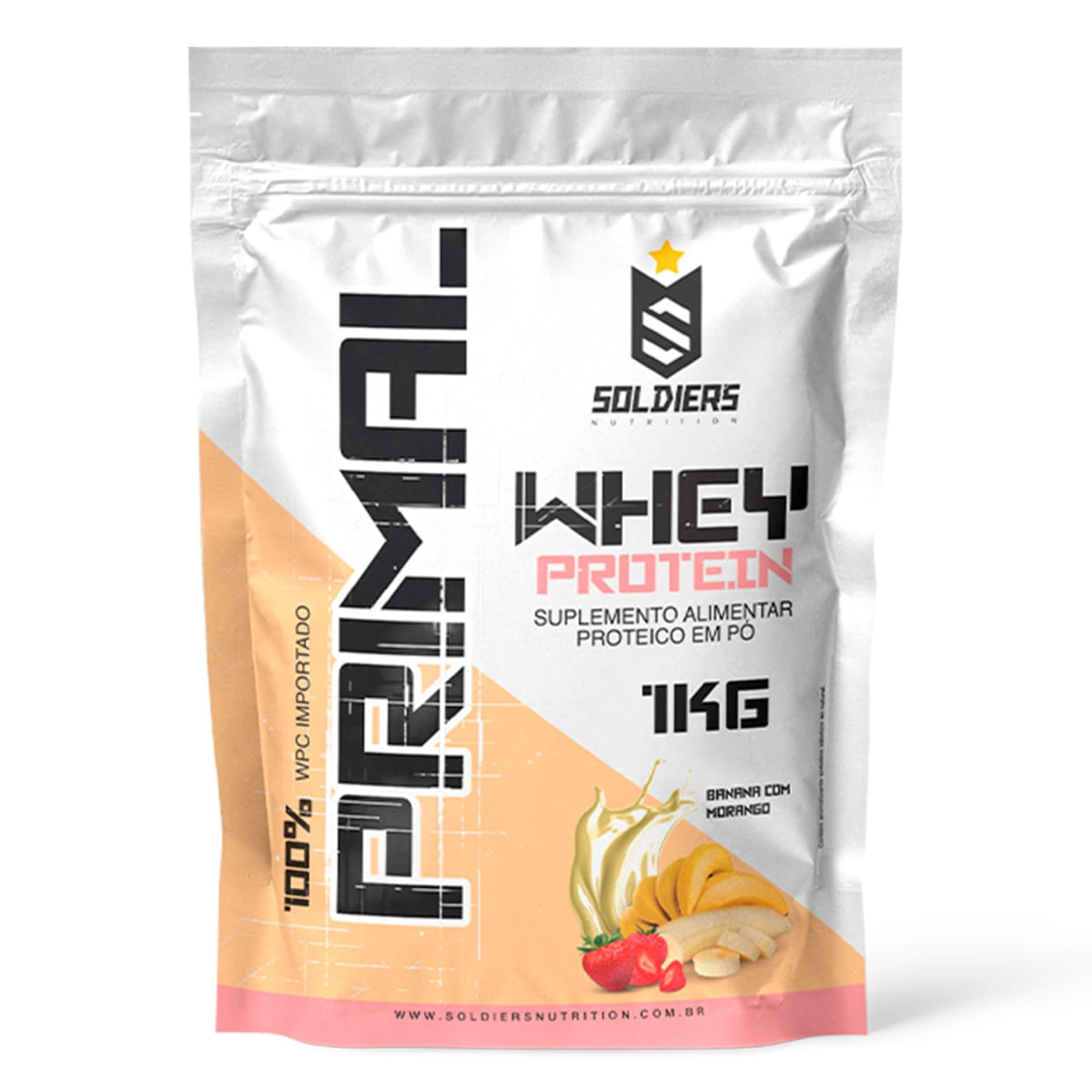 Whey Protein Primal 1Kg Banana com Morango - Soldiers Nutrition