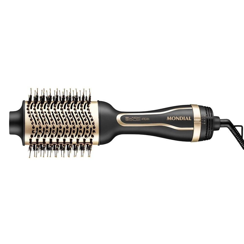 Escova Secadora Black Gold Argan 1200w Mondial 220v Es-10 Gold Black