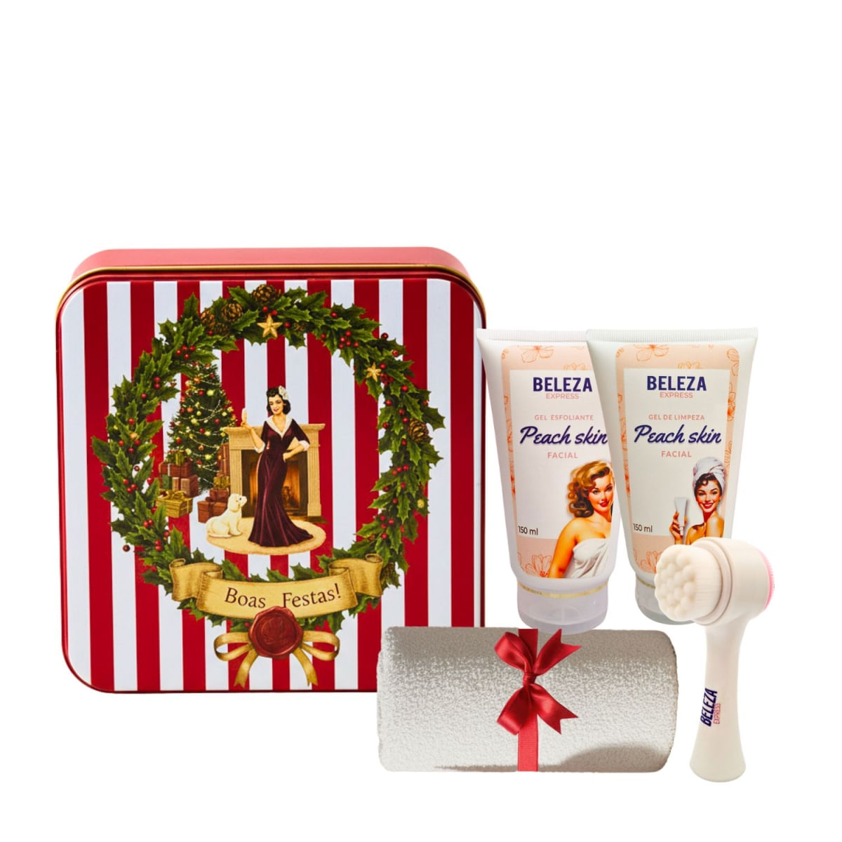 Kit Presente Express Glow Limpeza e Esfoliação com lata decorada