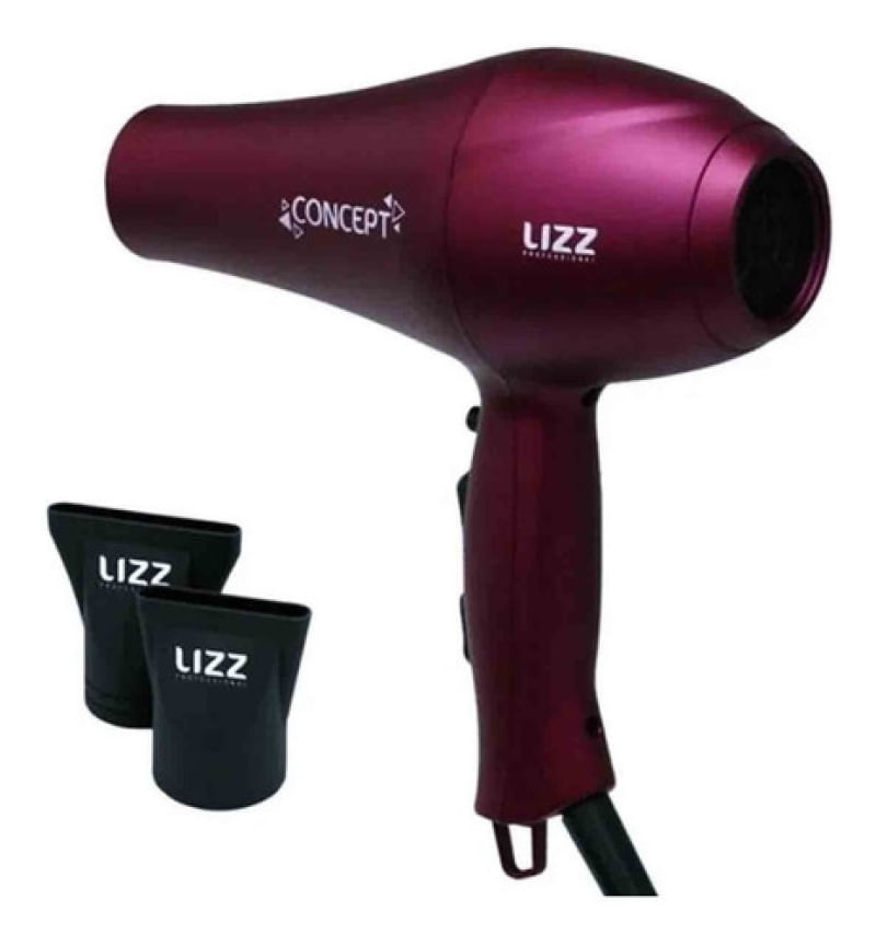 Secador de cabelo Lizz profissional com ions 2300v 110v concept vinho