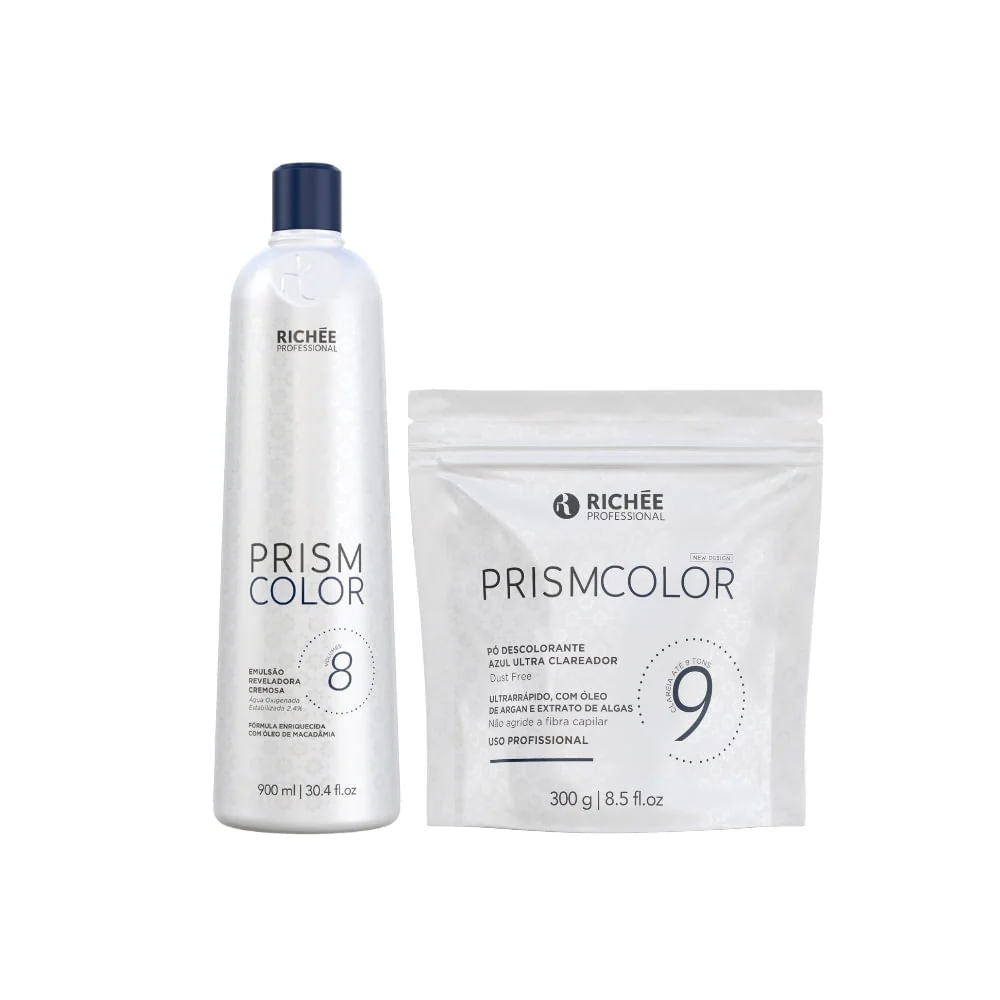 Kit Descoloração Pó Azul 300g e Emulsão 8Vol. 900ml Prismcolor