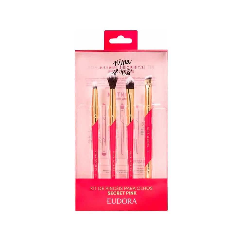 Kit Eudora Niina Secrets Secret Pink Pincel para Olhos - 4 Unidades
