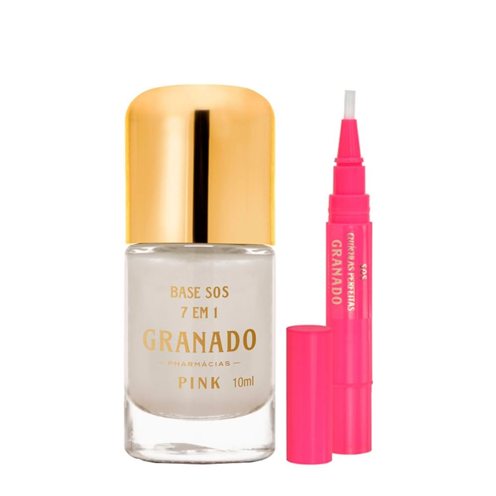 Kit Granado Pink SOS 7 em 1 Base para Unhas 10ml+Caneta Hidratante Cutículas 3,5g