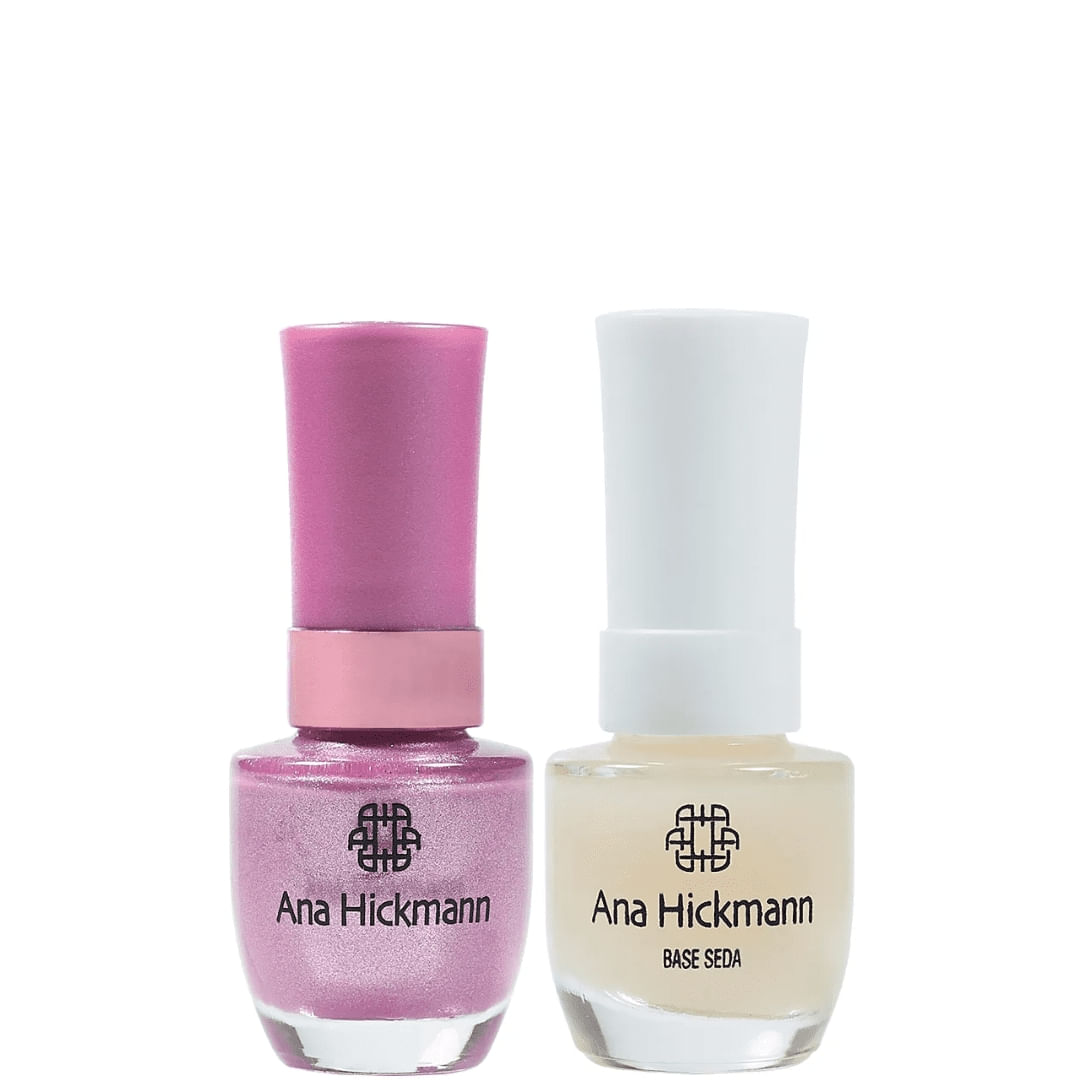 Ana Hickmann - kit de Esmalte Cor Rosa Rose + Base Seda