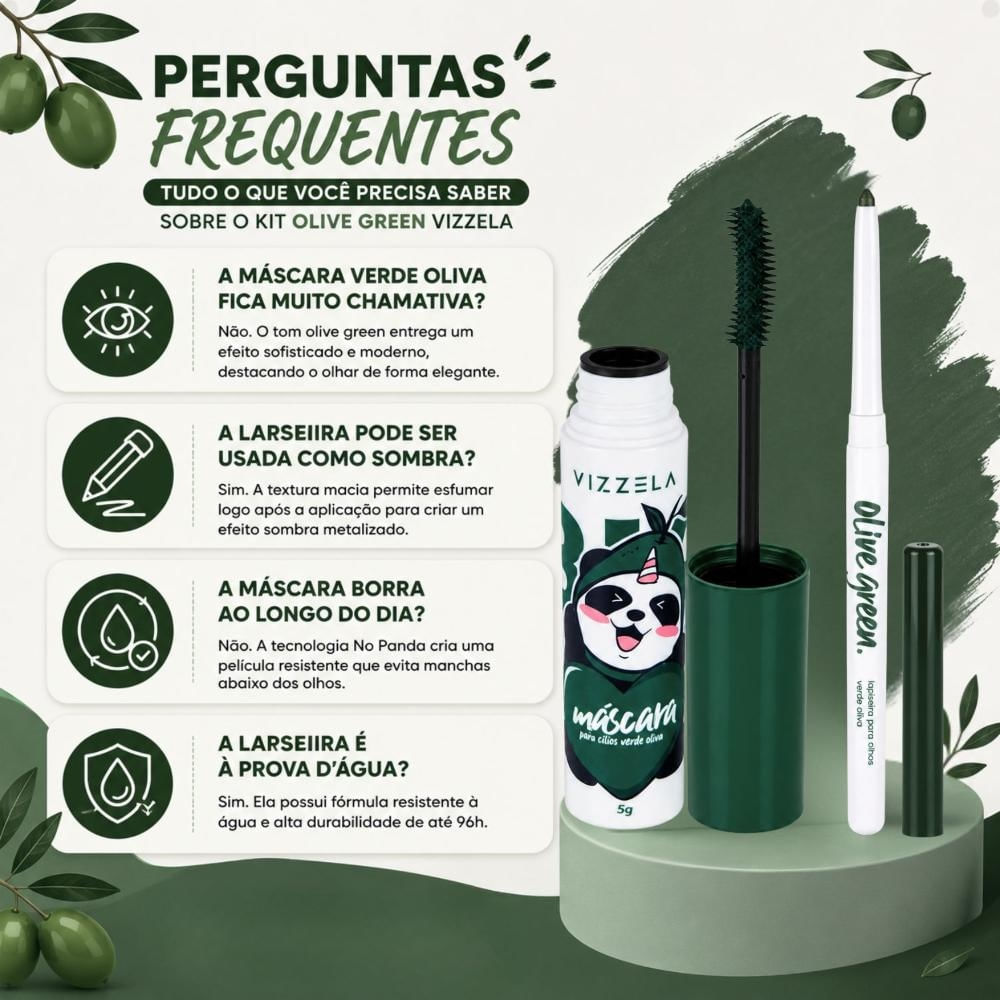 Kit Vizzela Olive Green: Máscara para Cílios Big No Panda e