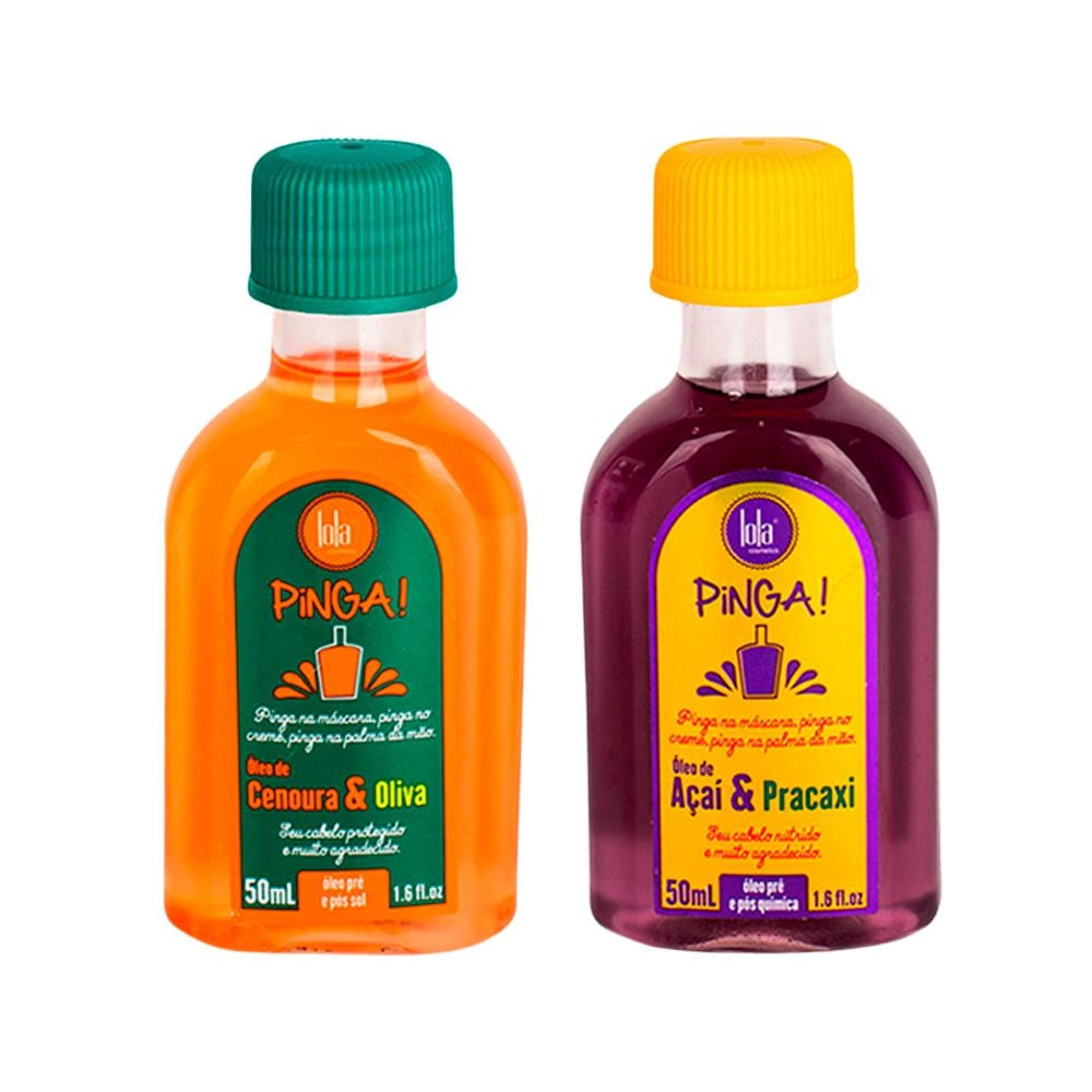 Kit Lola Pinga! Cenoura/Oliva 50ml + Açai/Pracaxi 50ml