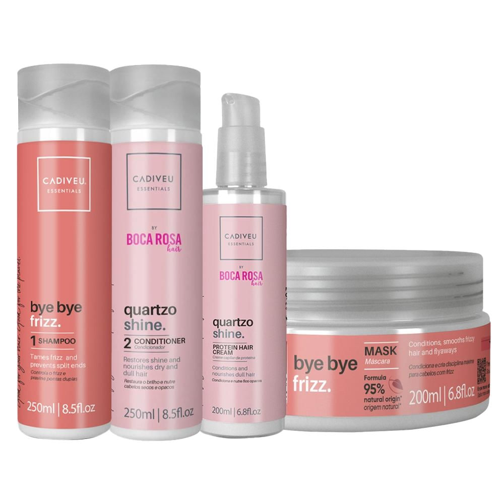 Kit Cadiveu Essentials Quartzo Shine e Bye Bye Frizz - 4 Produtos