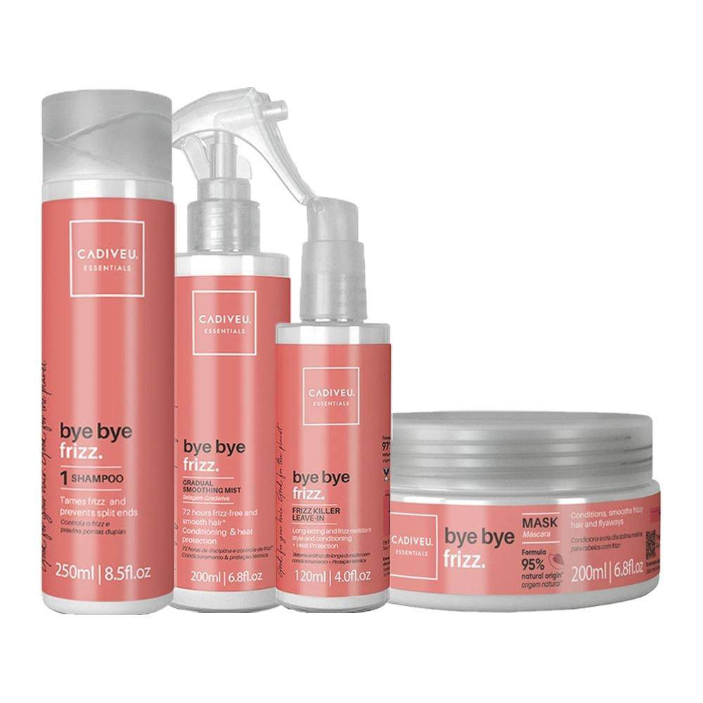 Kit Cadiveu Bye Bye Frizz - Shampoo e Máscara e 2 Leave-In