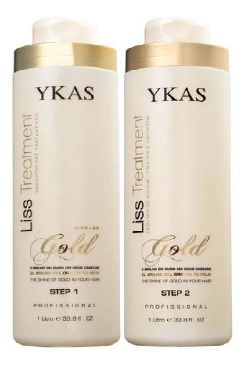 Kit Escova Progressiva Ykas Gold 1l Redução Do Frizz