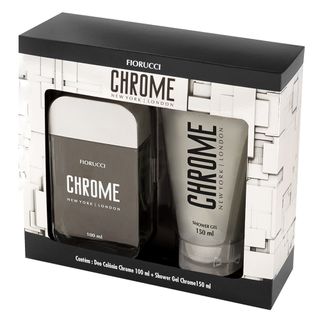 Fiorucci Chrome Kit - Deo Colônia + Gel de Banho Menor preço em Fiorucci Chrome Kit - Deo Colônia + Gel de Banho