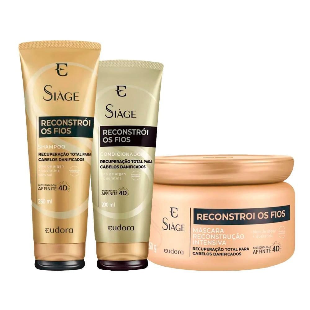 Eudora Siáge Reconstrói os Fios Shampoo, Cond e Máscara