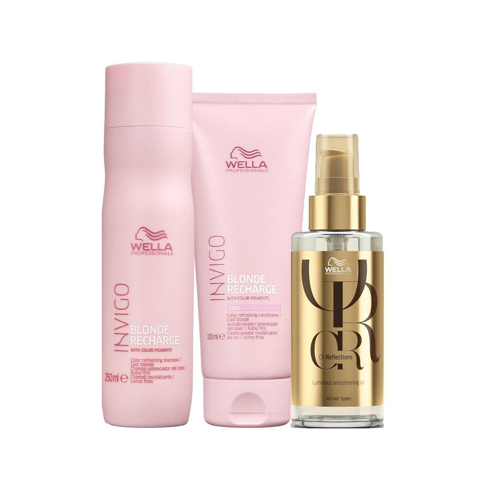 Kit Wella invigo Blonde Recharge - Shampoo e Condicionador e Óleo