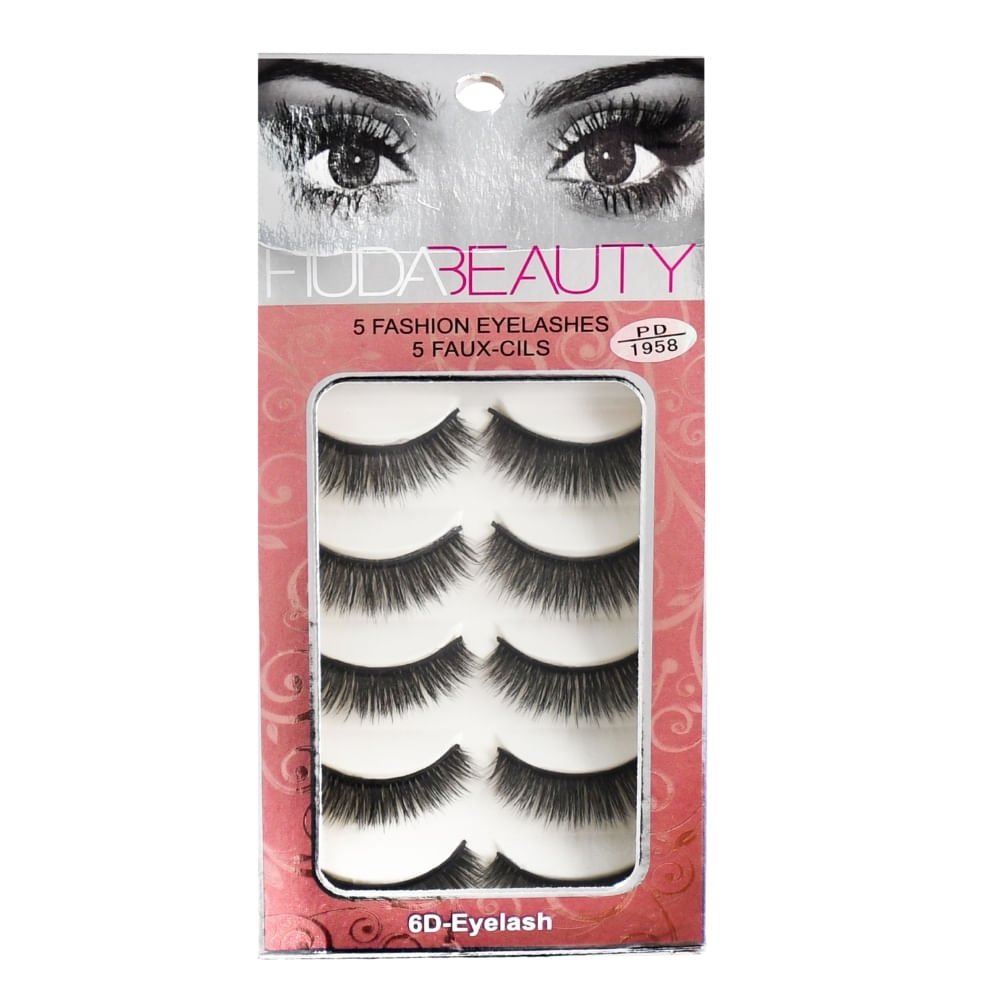 Kit De Cílios Postiços Meily'S Hudabeauty 6D - 5 Pares
