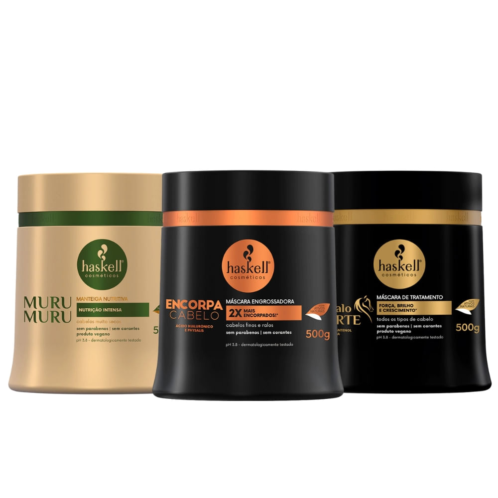Cronograma Capilar Haskell Encorpa + Murumurú + Cavalo Forte 500g