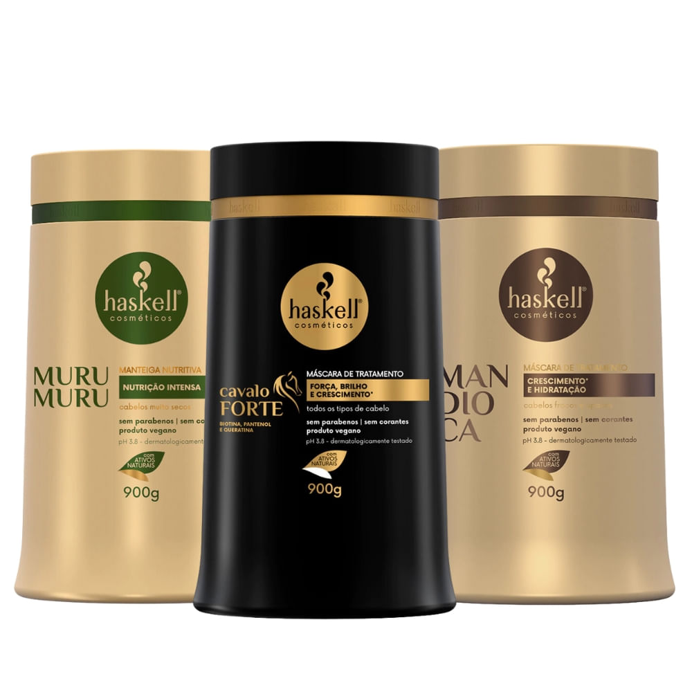 Cronograma Haskell Cabelos Ressecados Mandioca, Cavalo Forte e Murumuru 900g