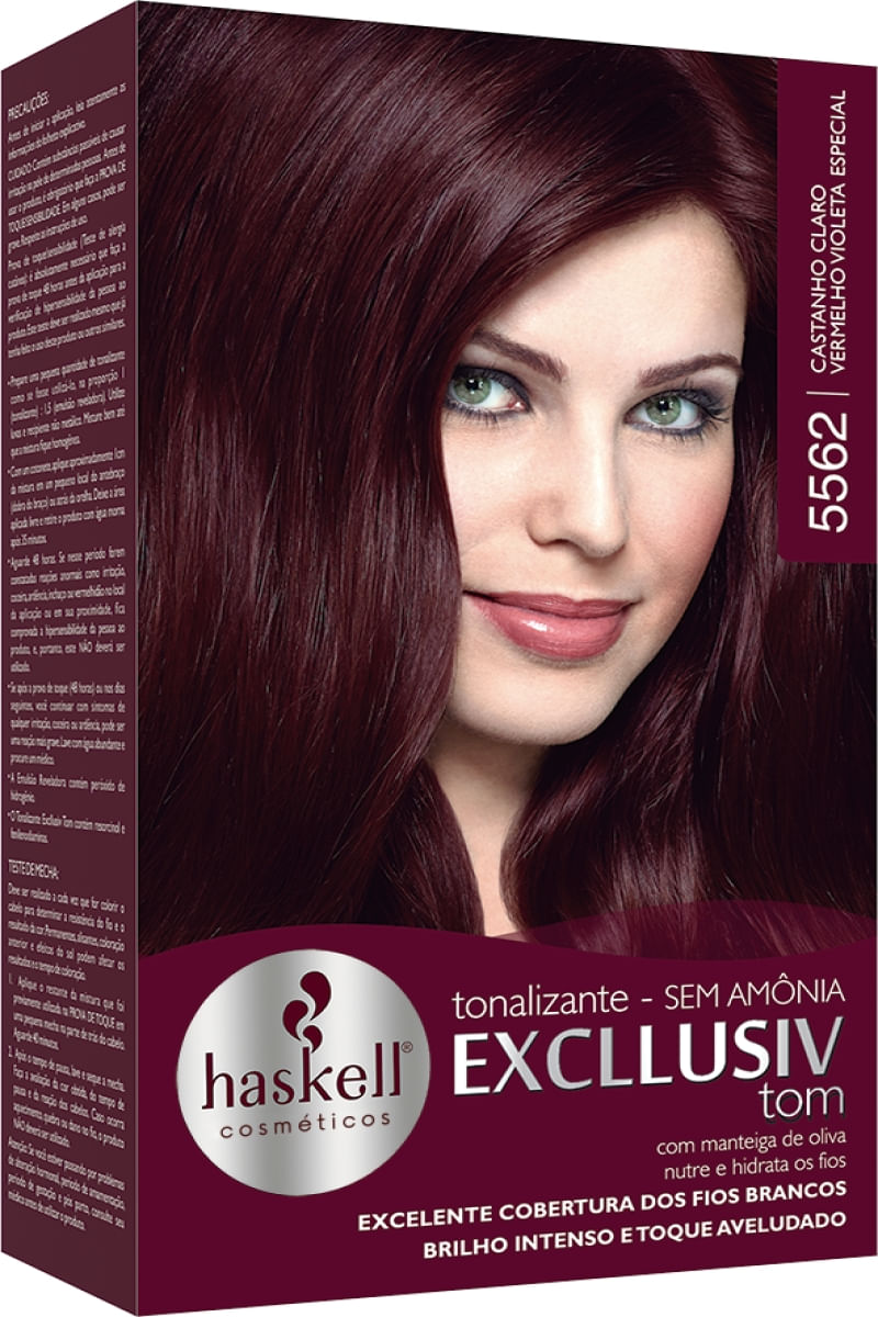 Tonalizante Haskell Excllusiv Tom 5562 Castanho Claro Vermelho Violeta Especial