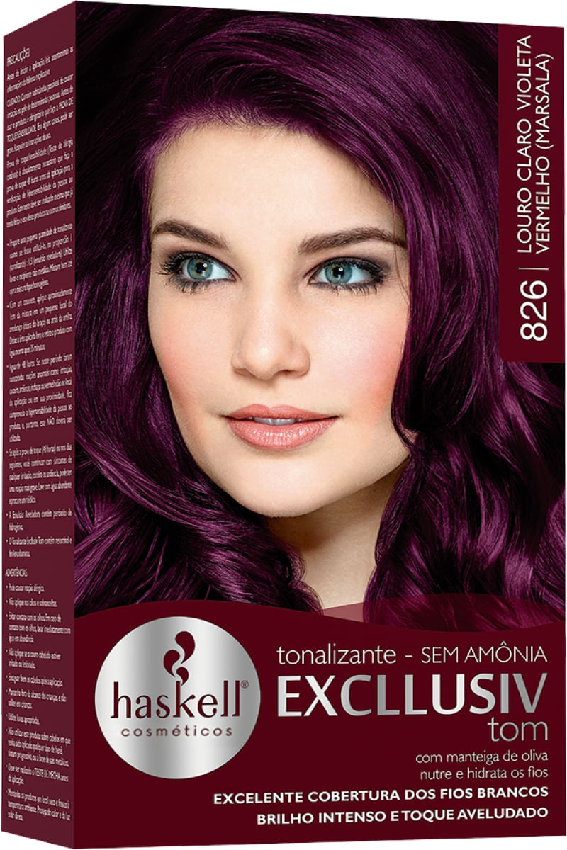 Tonalizante Haskell Excllusiv Tom 826 Louro Claro Violeta Vermelho (Marsala)