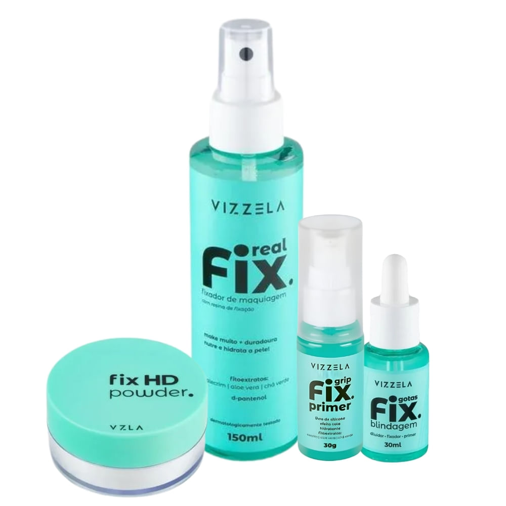 Kit Vizzela Fix Longa Duração da Maquiagem 4 itens
