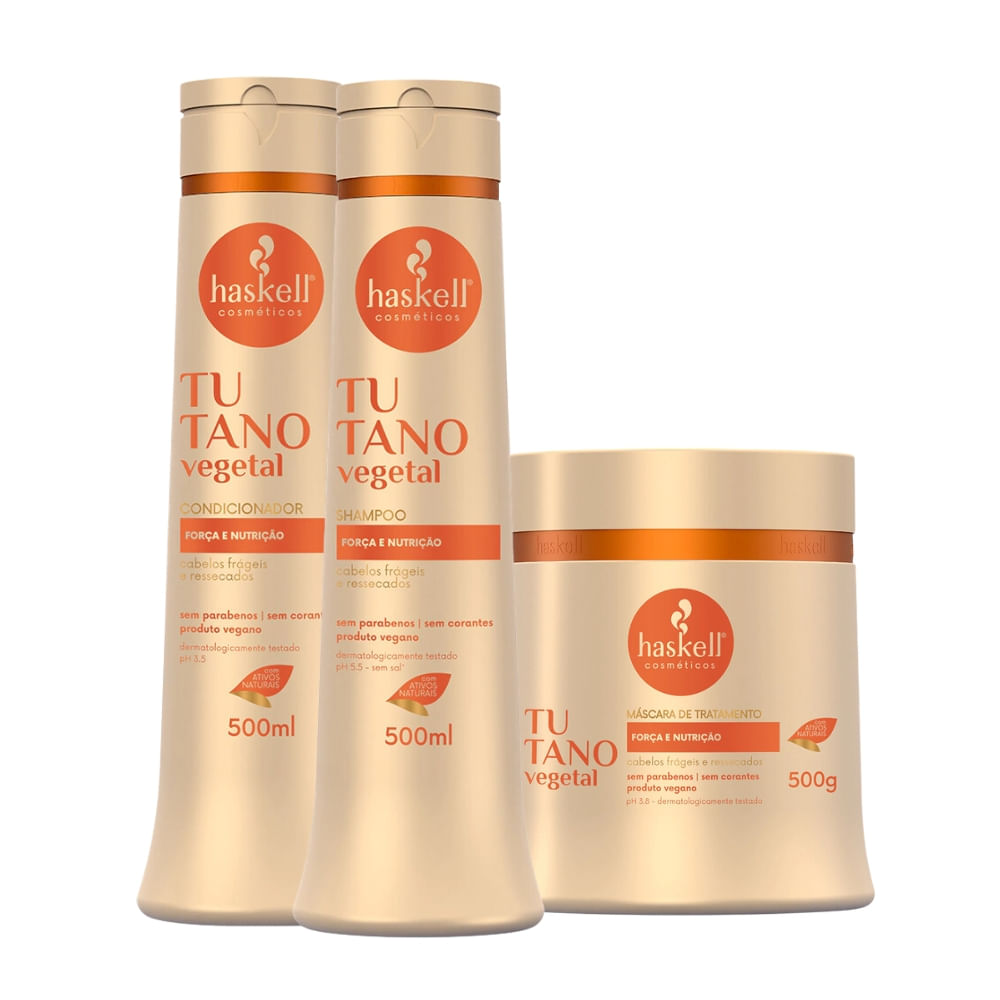 Kit Tutano Vegetal Haskell Shampoo, Condicionador e Máscara 500ml/g