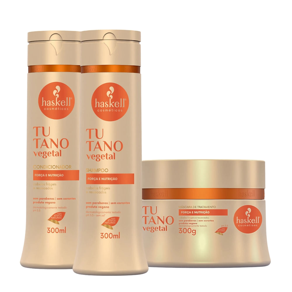 Kit Tutano Vegetal Haskell Shampoo, Condicionador e Máscara 300ml/g