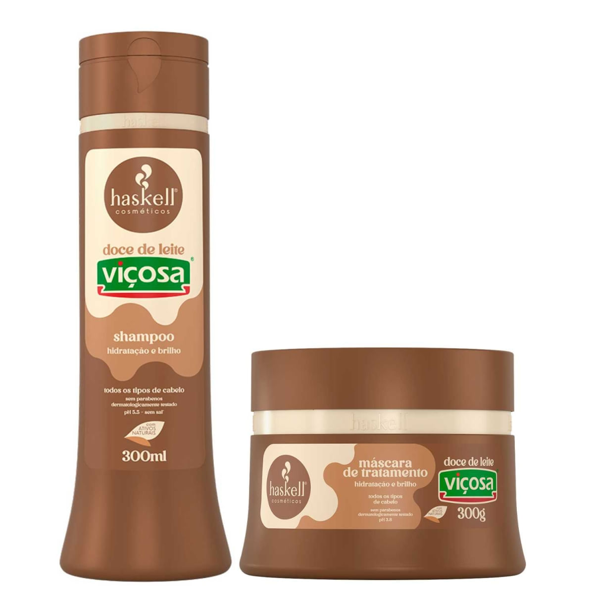 Kit Shampoo e Máscara Haskell Doce de Leite Viçosa 300ml/g