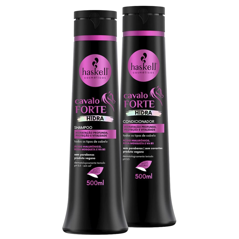 Kit Shampoo e Condicionador Haskell Cavalo Forte Hidra 500ml