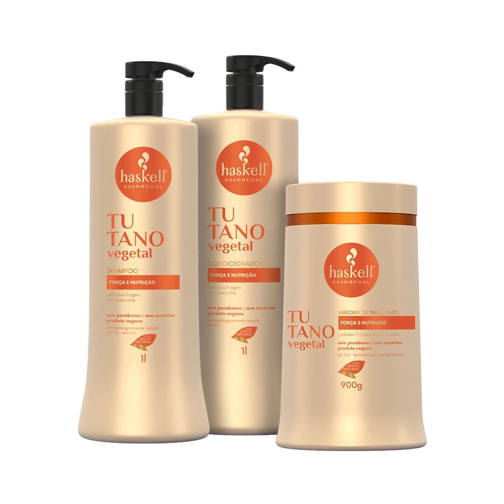 Kit Haskell Tutano Vegetal Shampoo, Condicionador e Máscara 900g/1L