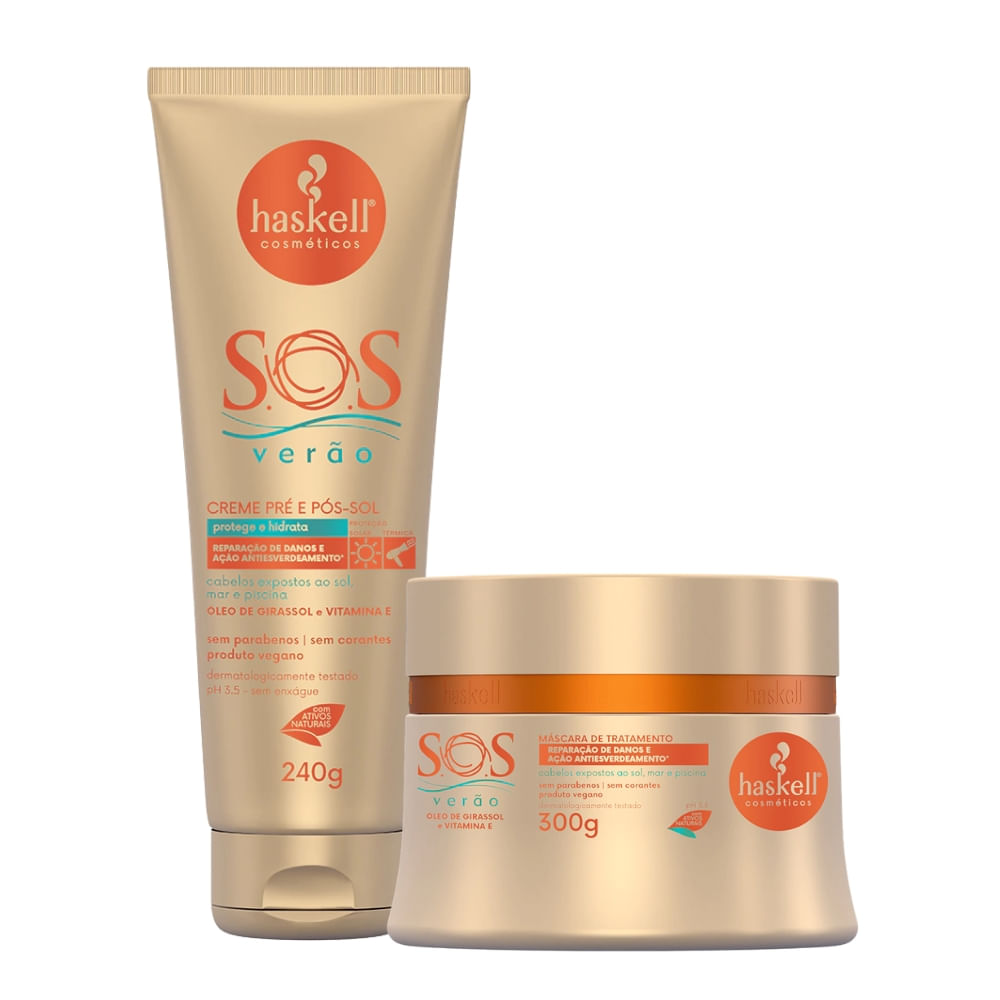 Kit Haskell S.O.S Verão Máscara 300g + Creme Pré e Pós-Sol 240g