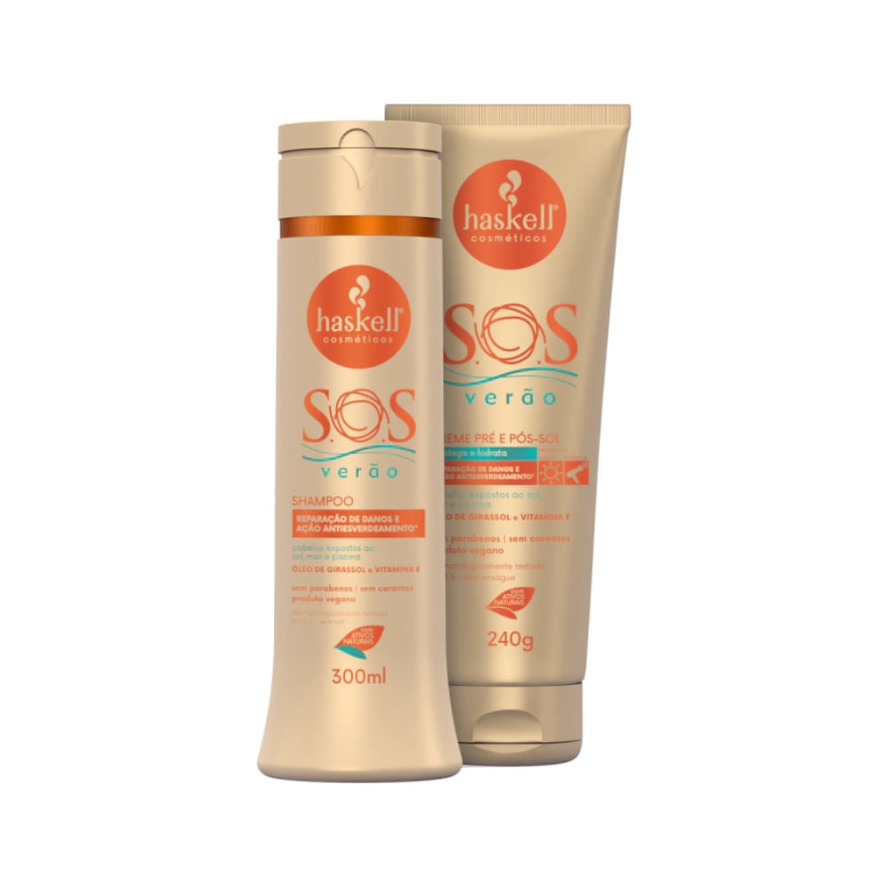 Kit Haskell S.O.S Verão Shampoo 300ml + Creme Pré e Pós-Sol 240g
