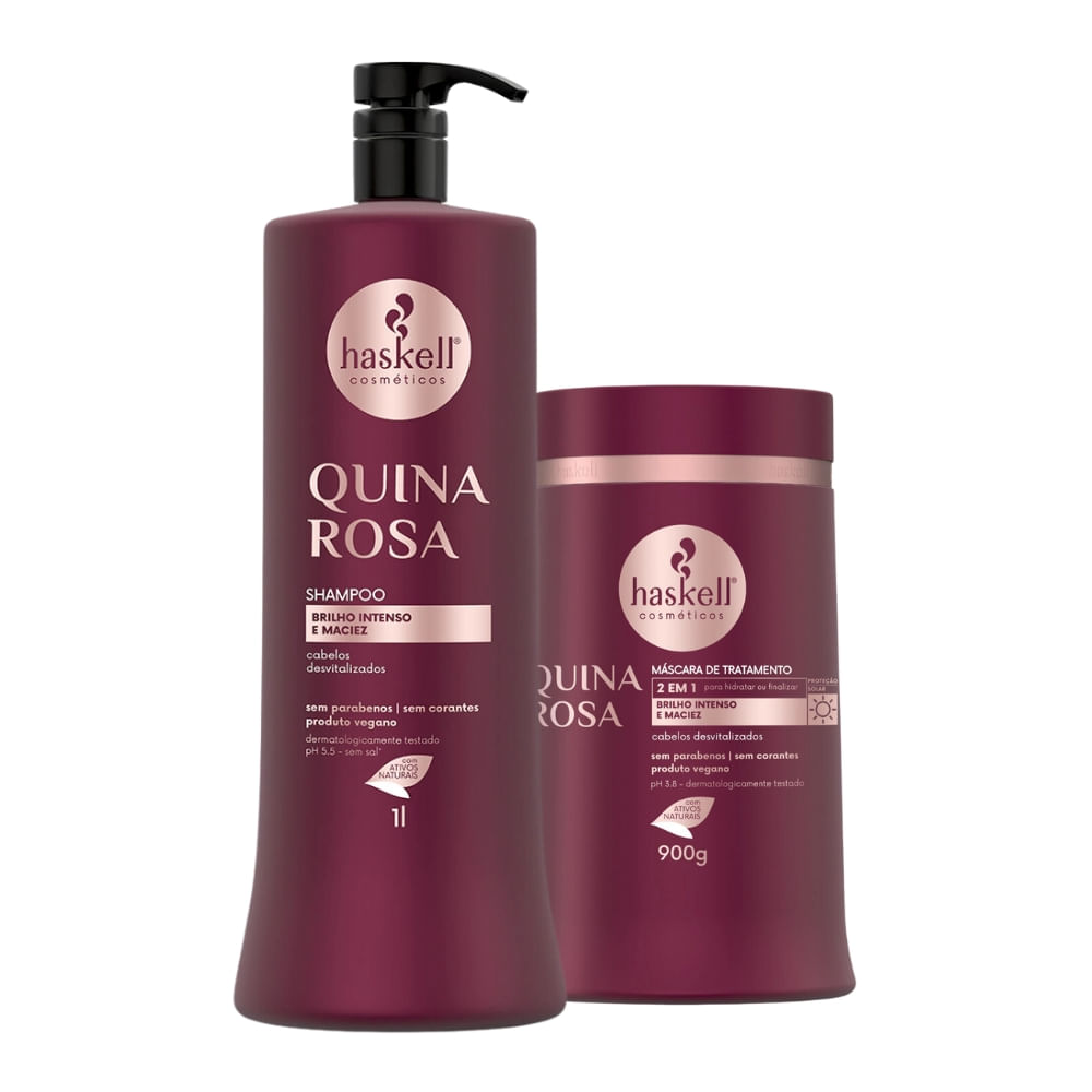 Kit Haskell Quina Rosa Shampoo 1L e Máscara 900g