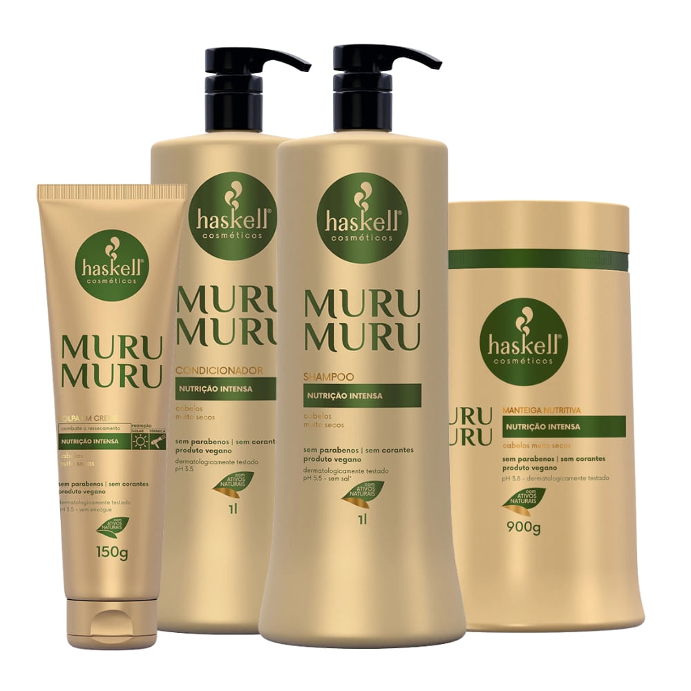 Kit Haskell Murumurú Shampoo, Condicionador e Manteiga + Polpa em Creme