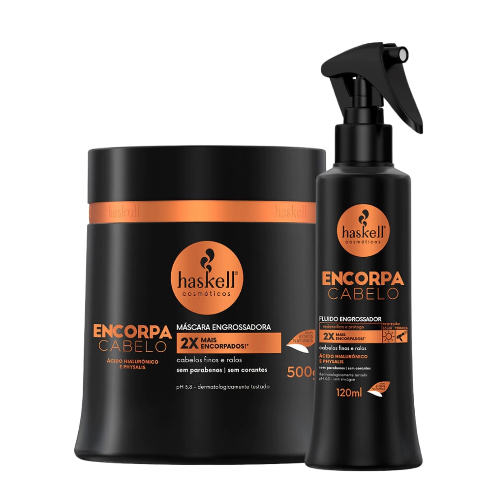 Kit Haskell Máscara Engrossadora 500g e Fluído 120ml Encorpa Cabelo