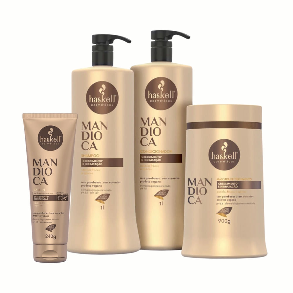 Kit Haskell Mandioca Sh Cond Masc 1L/900g + Leave-In