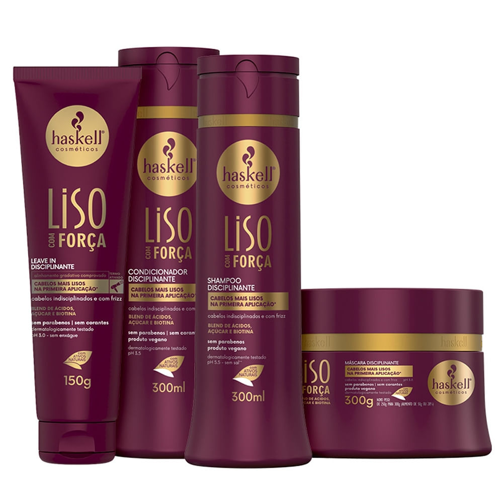 Kit Haskell Liso Com Força Completo 4 Itens
