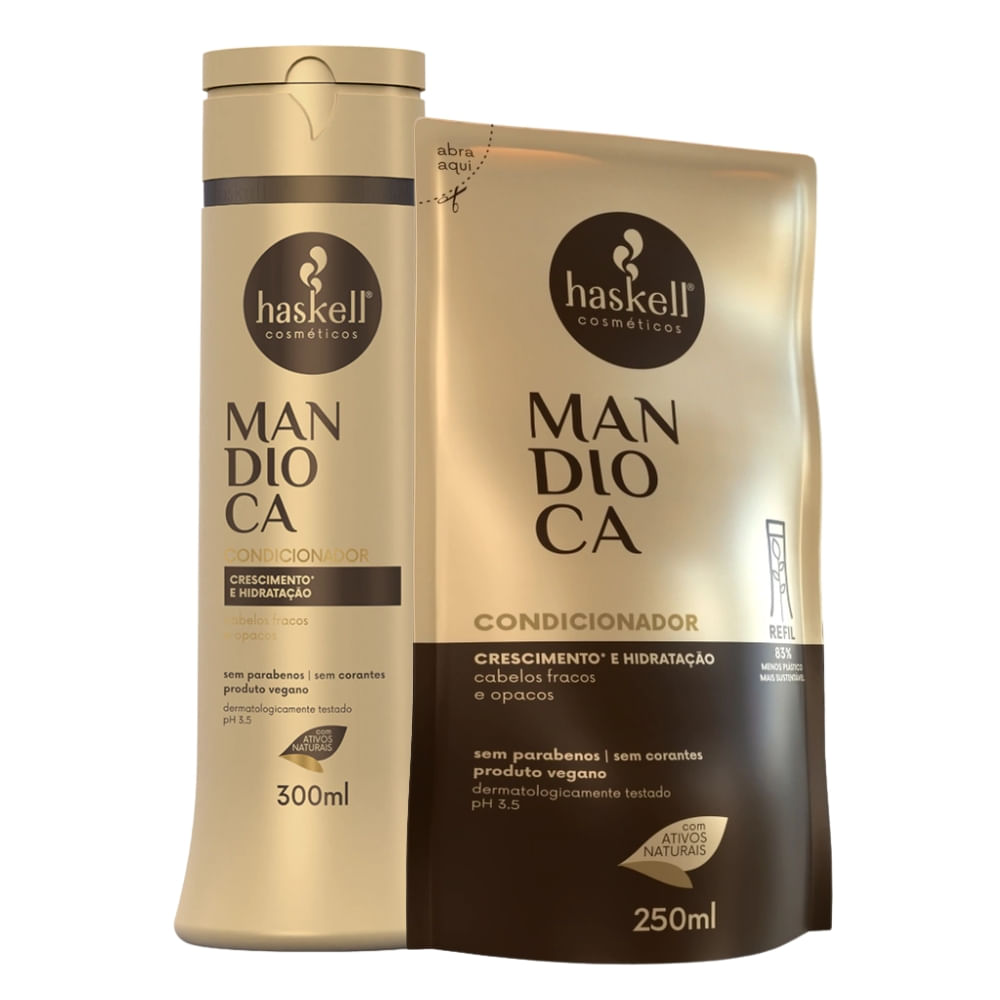 Kit Haskell Mandioca Condicionador + Refil Mandioca 300/250ml