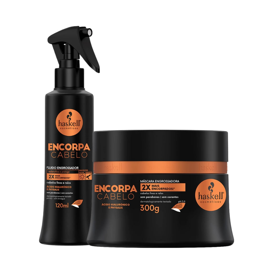 Kit Haskell Encorpa Cabelo Máscara Engrossadora 300g e Fluído  120ml