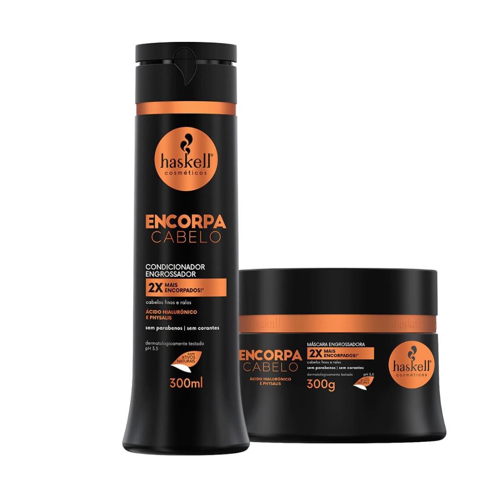 Kit Haskell Condicionador e Máscara Engrossadora Encorpa Cabelo 300ml/g
