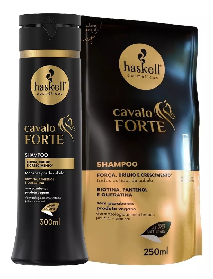 Kit Haskell Cavalo Forte Shampoo + Refil Shampoo 300ml/250ml